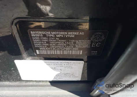 2016 BMW X1 xDrive28I z USA, uszkodzony, nr VIN WBXHT3C37GP881396